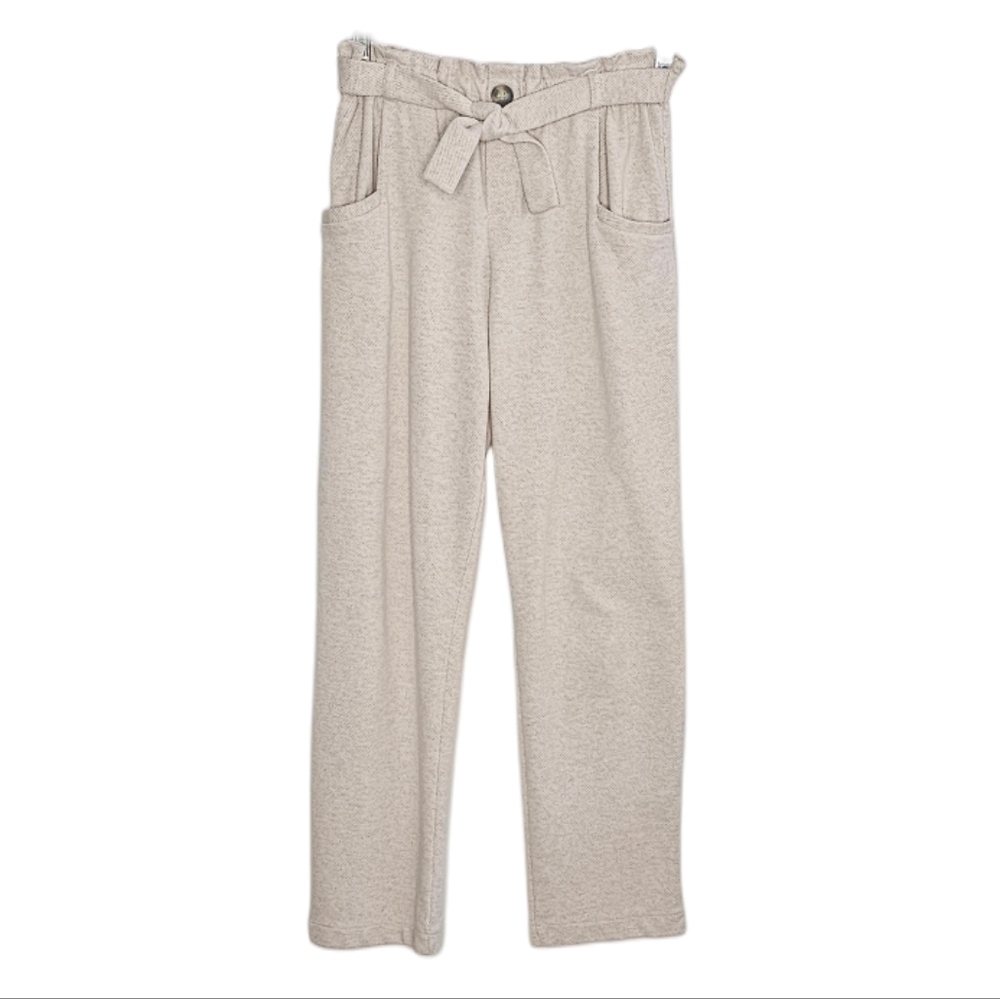 Zara Oatmeal Soft Cozy Tweed Pull Up Paper Bag Pants Youth Girls 13 Women's XS